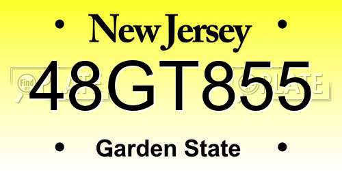48GT855 New Jersey License Plate