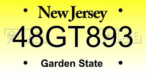 48GT893 New Jersey License Plate