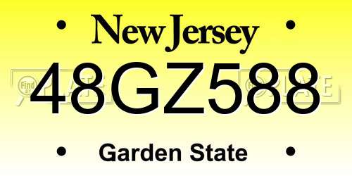 48GZ588 New Jersey License Plate
