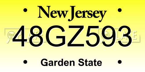 48GZ593 New Jersey License Plate