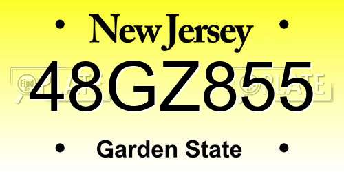 48GZ855 New Jersey License Plate