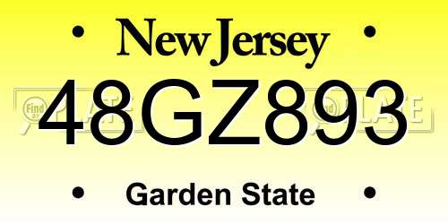 48GZ893 New Jersey License Plate