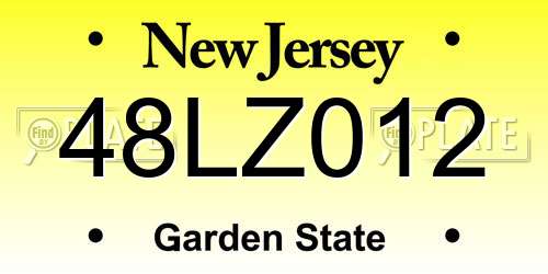 48LZ012 New Jersey License Plate