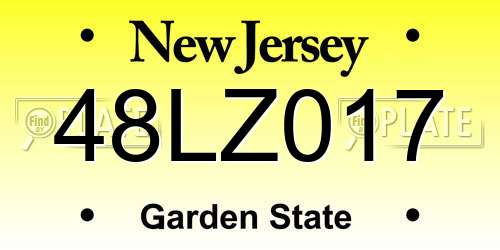 48LZ017 New Jersey License Plate