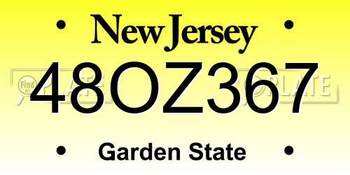 48OZ367 New Jersey License Plate