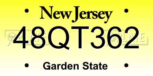 48QT362 New Jersey License Plate