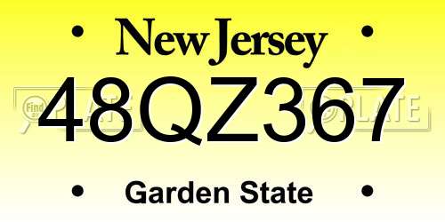 48QZ367 New Jersey License Plate