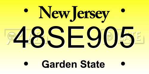 48SE905 New Jersey License Plate