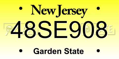 48SE908 New Jersey License Plate