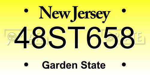 48ST658 New Jersey License Plate