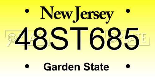 48ST685 New Jersey License Plate
