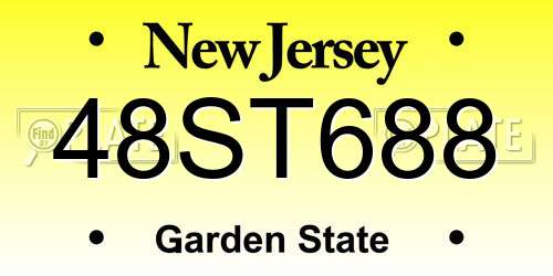 48ST688 New Jersey License Plate