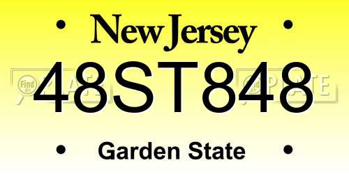 48ST848 New Jersey License Plate