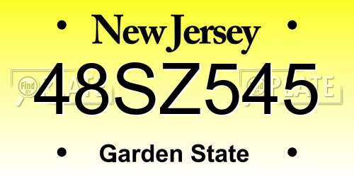 48SZ545 New Jersey License Plate
