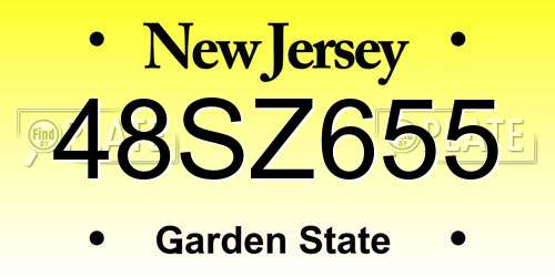 48SZ655 New Jersey License Plate