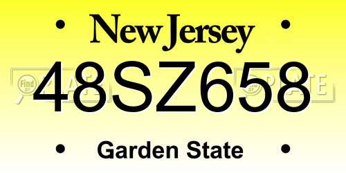48SZ658 New Jersey License Plate