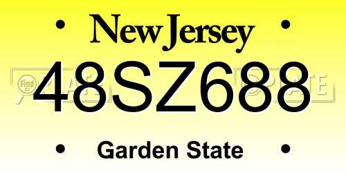48SZ688 New Jersey License Plate