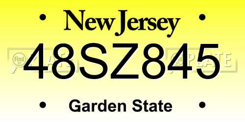 48SZ845 New Jersey License Plate