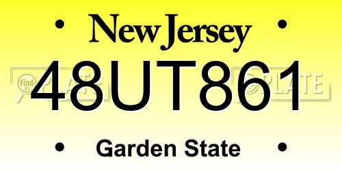 48UT861 New Jersey License Plate