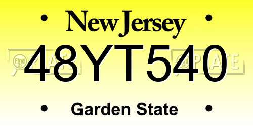 48YT540 New Jersey License Plate