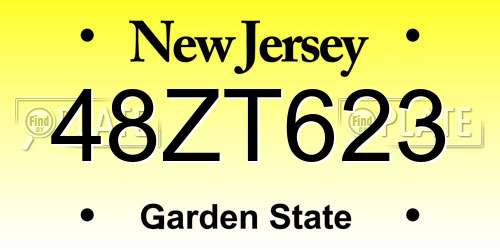 48ZT623 New Jersey License Plate