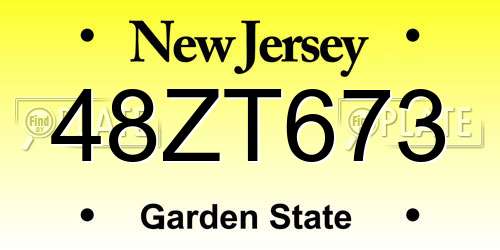 48ZT673 New Jersey License Plate