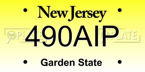 490AIP New Jersey License Plate
