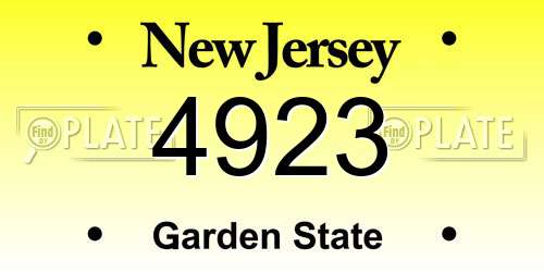 4923 New Jersey License Plate
