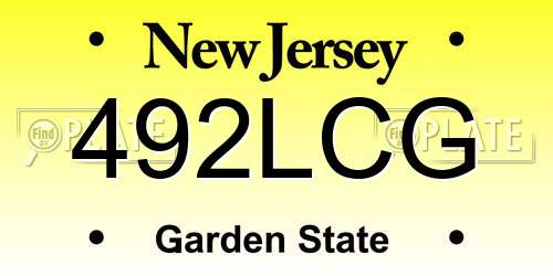 492LCG New Jersey License Plate