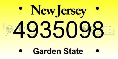 4935098 New Jersey License Plate