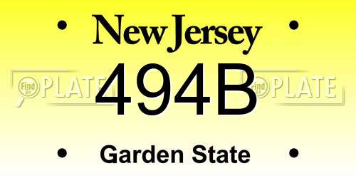 494B New Jersey License Plate