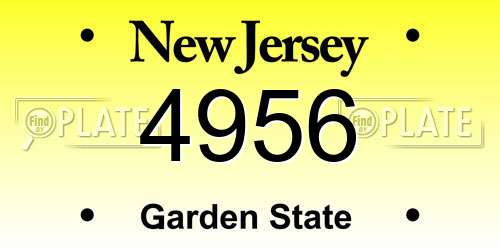 4956 New Jersey License Plate