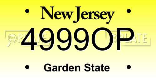 4999OP New Jersey License Plate