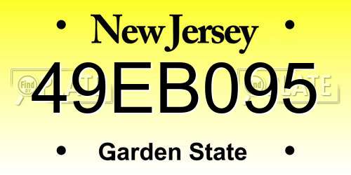 49EB095 New Jersey License Plate