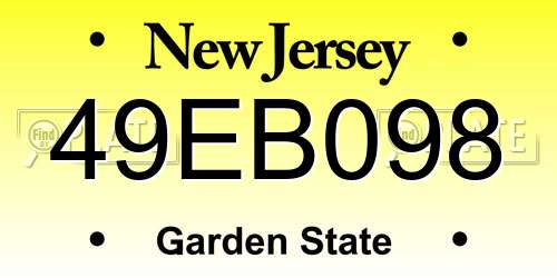 49EB098 New Jersey License Plate
