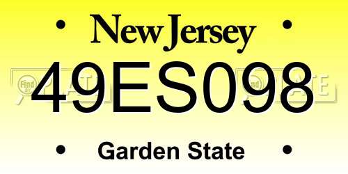 49ES098 New Jersey License Plate