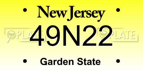 49N22 New Jersey License Plate