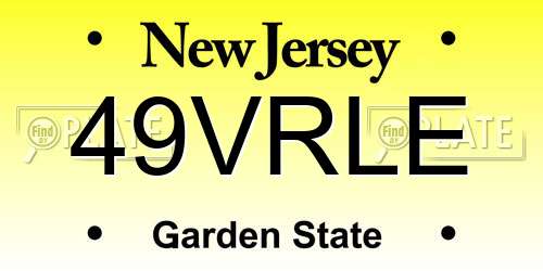 49VRLE New Jersey License Plate