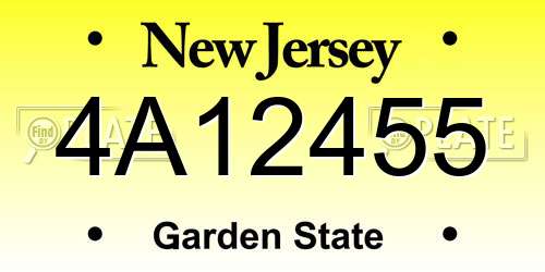4A12455 New Jersey License Plate