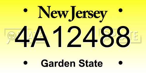 4A12488 New Jersey License Plate