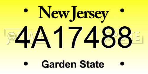 4A17488 New Jersey License Plate