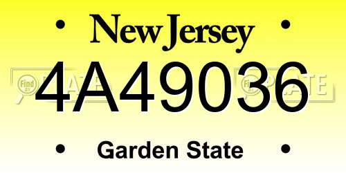 4A49036 New Jersey License Plate