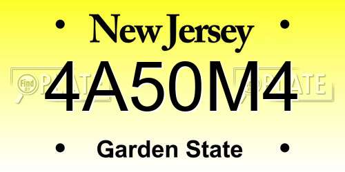 4A50M4 New Jersey License Plate