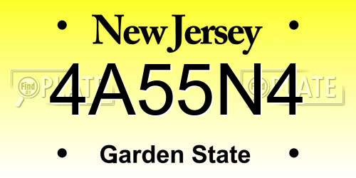 4A55N4 New Jersey License Plate