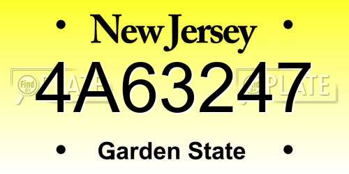 4A63247 New Jersey License Plate