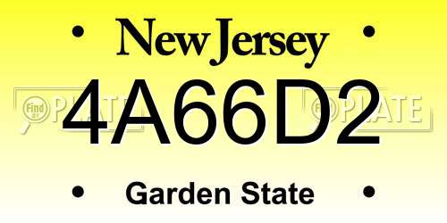 4A66D2 New Jersey License Plate