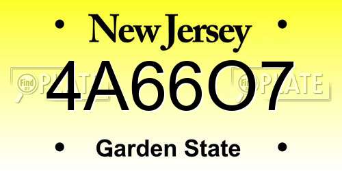 4A66O7 New Jersey License Plate