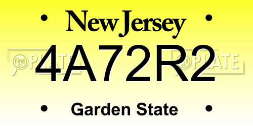 4A72R2 New Jersey License Plate