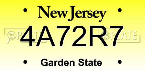 4A72R7 New Jersey License Plate