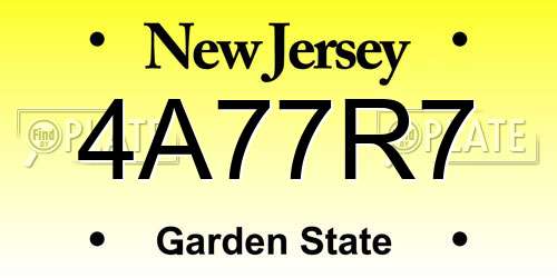 4A77R7 New Jersey License Plate